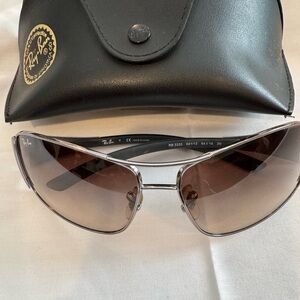 Ray-Ban Silver Sunglasses with Brown Lenses